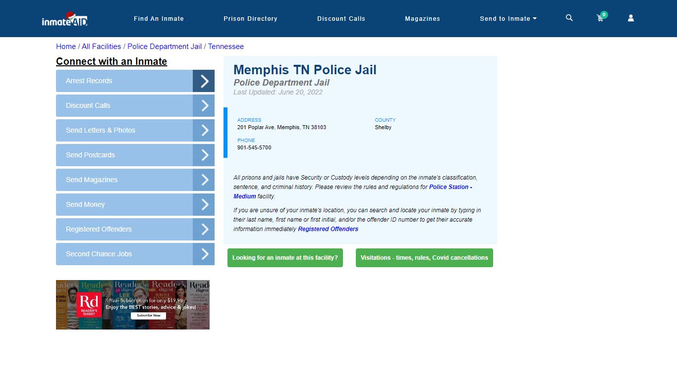 Memphis TN Police Jail & Inmate Search - Memphis, TN